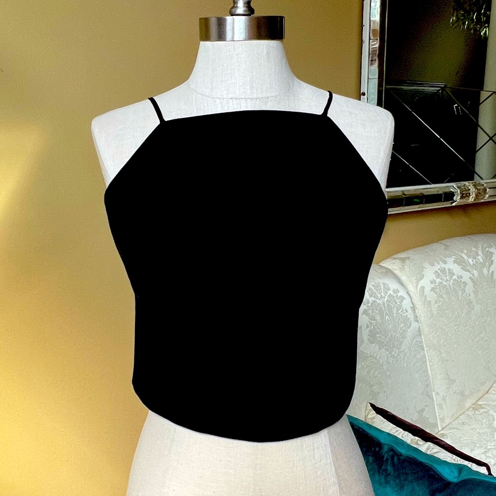 Bardot black crop top